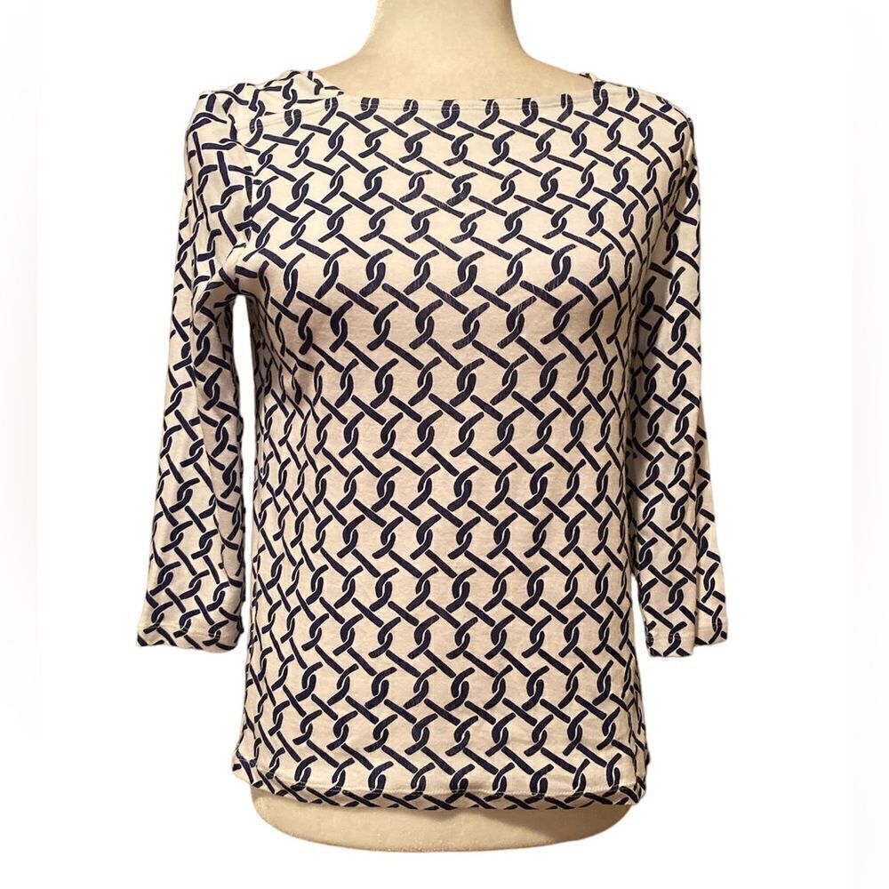 Chico’s Top 3/4 Length patterned Chico’s Size 0 Regular Size XS